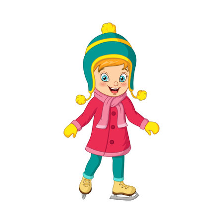 Cute little girl in winter clothesのイラスト素材
