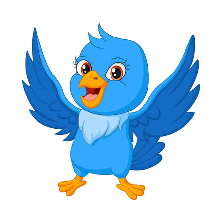 Cartoon blue bird on white backgroundのイラスト素材