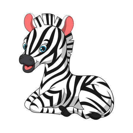 Cute zebra cartoon isolated on white backgroundのイラスト素材