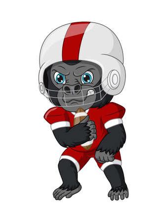 Cartoon gorilla playing a rugbyのイラスト素材