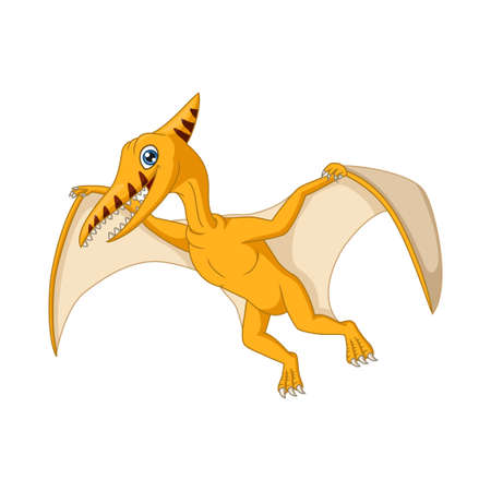 Cartoon funny pterodactyl dinosaur flyingのイラスト素材