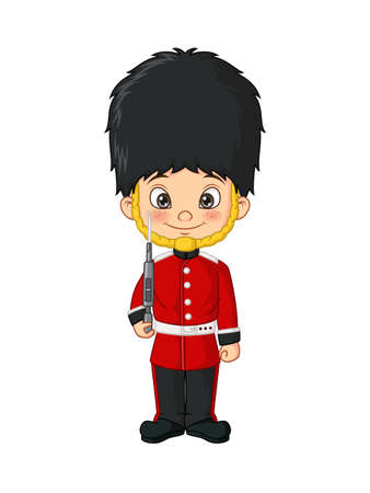 Cartoon little boy wearing british army soldiers costumeのイラスト素材