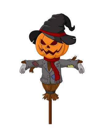 Cute halloween scarecrow pumpkin cartoonのイラスト素材
