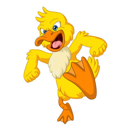 Angry yellow duck cartoon mascotのイラスト素材