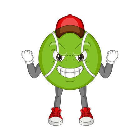 Cartoon angry tennis ball characterのイラスト素材