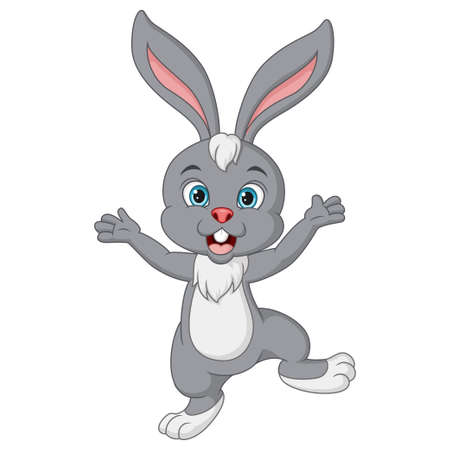 Cute little rabbit cartoon posingのイラスト素材