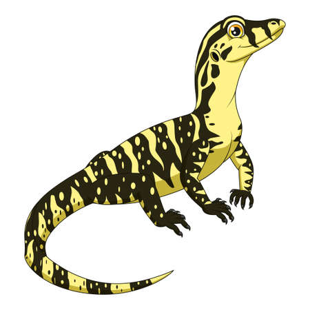 Cartoon varanus salvator on white backgroundのイラスト素材