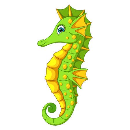 Cartoon seahorse on white backgroundのイラスト素材