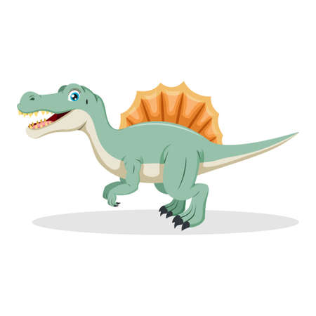 Cartoon funny green spinosaurus dinosaurのイラスト素材