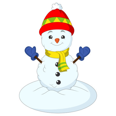 Cartoon snowman on white backgroundのイラスト素材