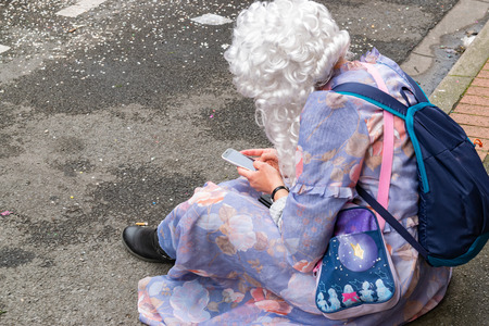 Wattrelos, FRANCE-April 07,2019: Carnival, festival and people in Wattrelos in the north of France.のeditorial素材