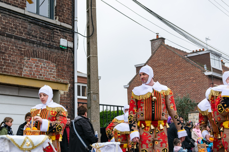 Wattrelos, FRANCE-April 07,2019: Carnival, festival and people in Wattrelos in the north of France.のeditorial素材