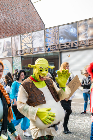 Wattrelos, FRANCE-April 07,2019: Carnival, festival and people in Wattrelos in the north of France.のeditorial素材