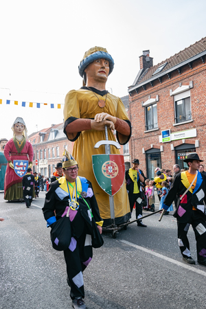 Wattrelos, FRANCE-April 07,2019: Carnival, festival and people in Wattrelos in the north of France.のeditorial素材