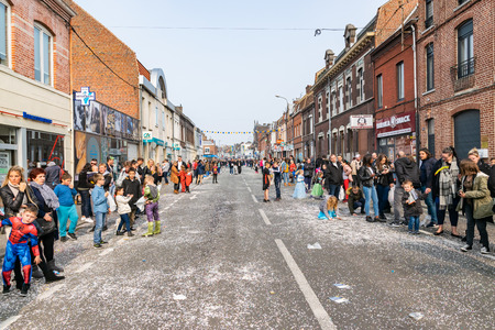 Wattrelos, FRANCE-April 07,2019: Carnival, festival and people in Wattrelos in the north of France.のeditorial素材