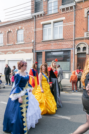 Wattrelos, FRANCE-April 07,2019: Carnival, festival and people in Wattrelos in the north of France.のeditorial素材