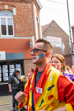 Wattrelos, FRANCE-April 07,2019: Carnival, festival and people in Wattrelos in the north of France.のeditorial素材