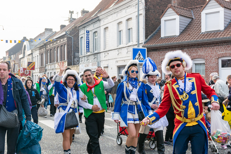 Wattrelos, FRANCE-April 07,2019: Carnival, festival and people in Wattrelos in the north of France.のeditorial素材