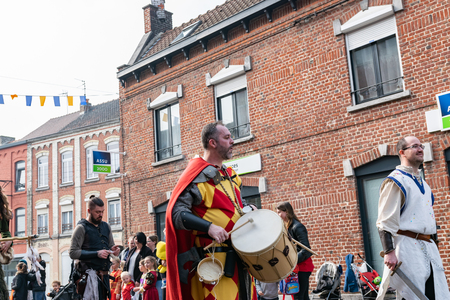 Wattrelos, FRANCE-April 07,2019: Carnival, festival and people in Wattrelos in the north of France.のeditorial素材