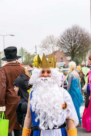 Wattrelos, FRANCE-April 07,2019: Carnival, festival and people in Wattrelos in the north of France.のeditorial素材