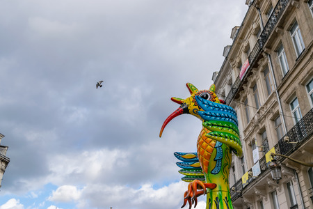 Lille, FRANCE-May 04,2019: Colorful figures on the streets of Lille.Parade opens the fifth season of Lille 3000.のeditorial素材