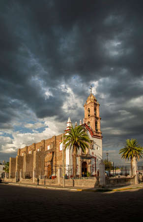Parish of San Blas, Mexican church in a small town of Aguascalientes, Mexico, in a modest interpretation of Baroque artのeditorial素材