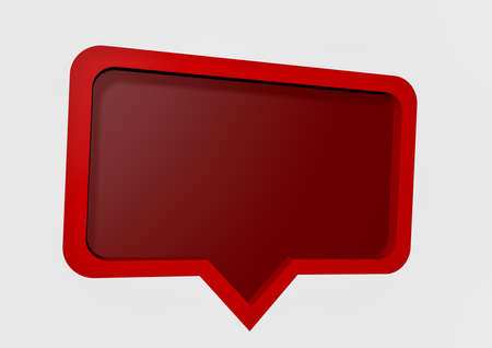 Message icon notification 3D, red color and white backgroundの写真素材