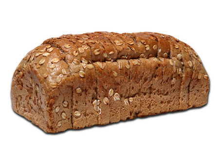Healthy sliced bread with seeds on a white background