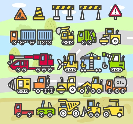 cartoon car,vehicle,machine,transportation icon set のイラスト素材