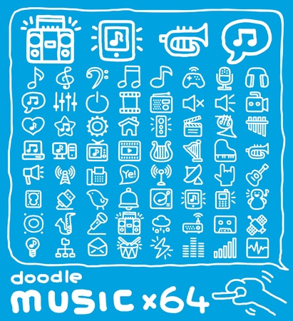 Hand drawn music iconsのイラスト素材