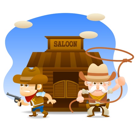 cowboy ready to fightのイラスト素材