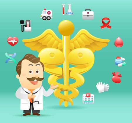 Doctor with medicale icon collectionのイラスト素材