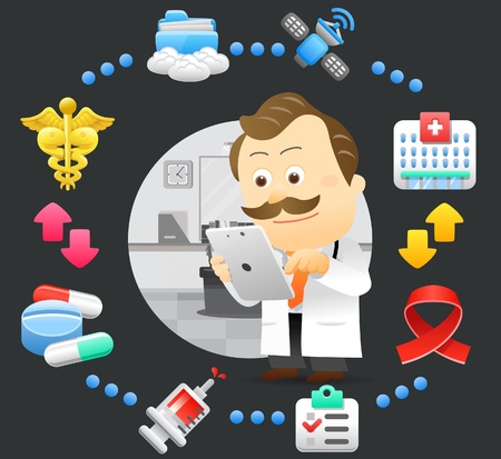 medical,doctor,tablet pc,cloud computing setのイラスト素材