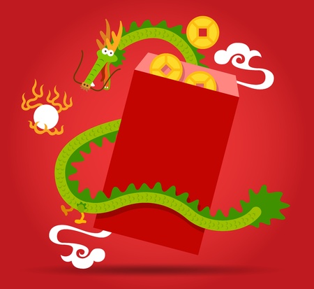 Chinese Dragon and  red pocketのイラスト素材