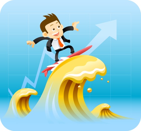 Businessman surfingのイラスト素材