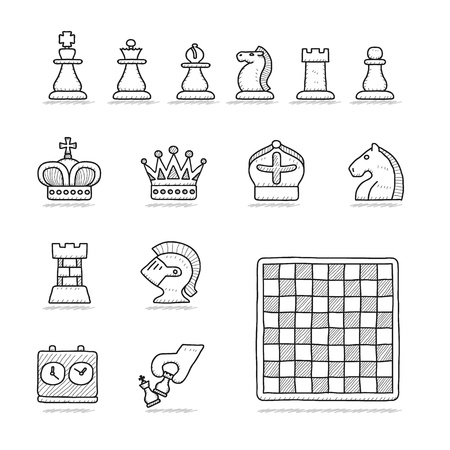 Vector illustration - Hand drawn Chess icon setのイラスト素材