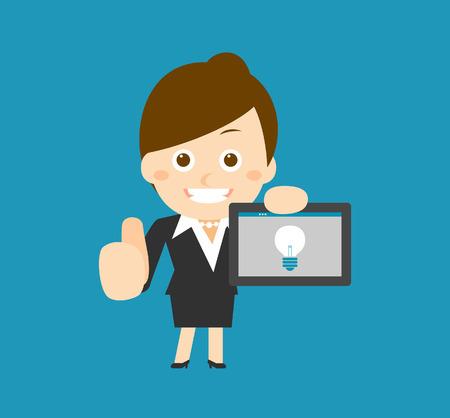 Vector illustration  Businesswoman character holding tablet pcのイラスト素材
