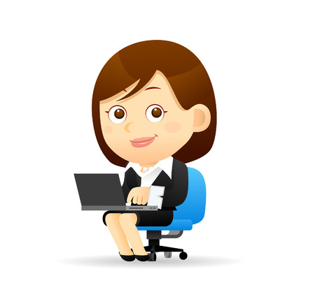 Vector illustration - Businesswoman working with computerのイラスト素材
