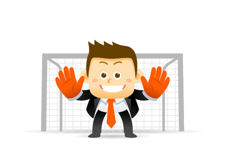 Businessman playing soccer ball isolated in whiteのイラスト素材