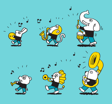 animal play musicのイラスト素材