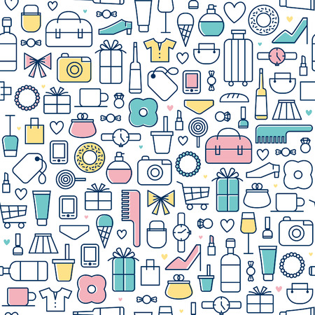 seamless vector background with shopping icons.illustrationのイラスト素材