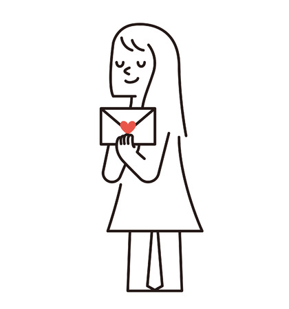 Vector illustration - Woman with Love letterのイラスト素材