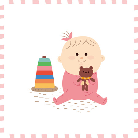 Cute baby girl.vector illustrationのイラスト素材