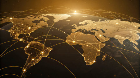 Global network connection over the world.