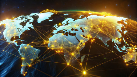 Global network connections over the world 3D rendering elements of this image furnished by NASA