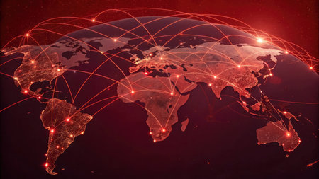 Global network connections over the world map. Internet Concept of global business.