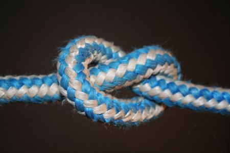 Knot on a rope. Close-up of knot.の写真素材