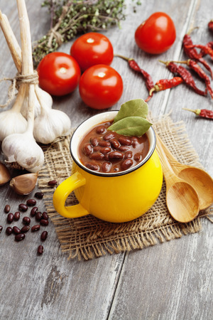 Soup with red bean and chili pepper. Mexican cuisineの写真素材