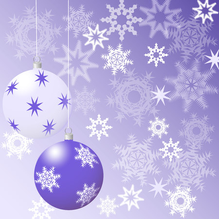 Christmas card, purple Christmas tree balls on a purple background, vector illustrationのイラスト素材