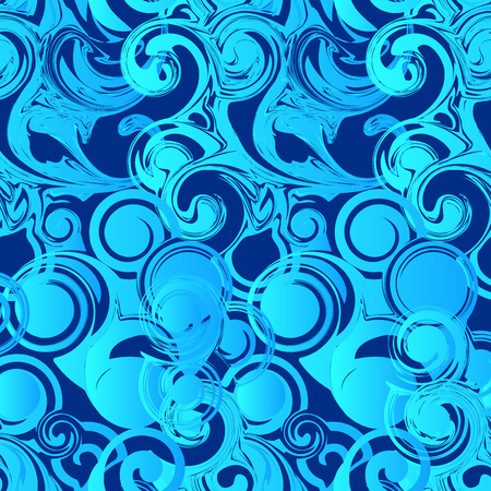 Illustration abstract blue pattern, blue curls on a blue backgroundのイラスト素材
